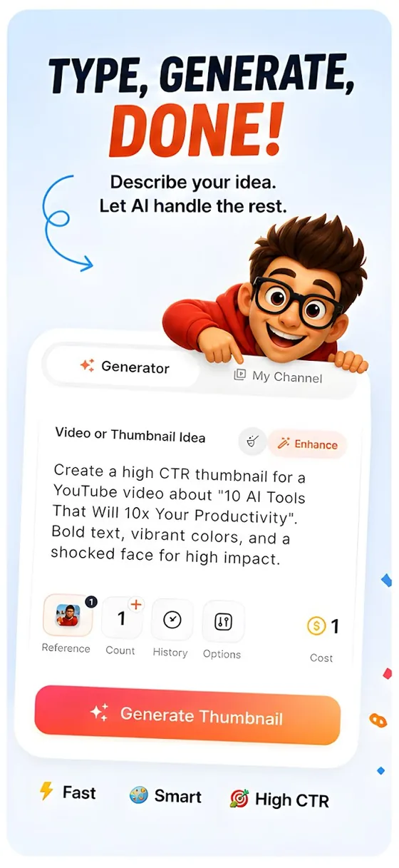 Type your idea and tap Generate Thumbnail