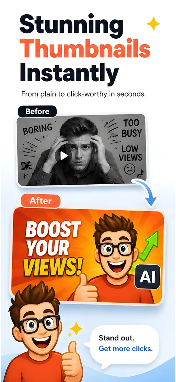 Before and after: a boring thumbnail next to a bold one